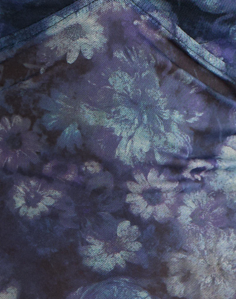 Yamuna Long Sleeve Top in Dark Blue Arty Flower Mesh - Image 6