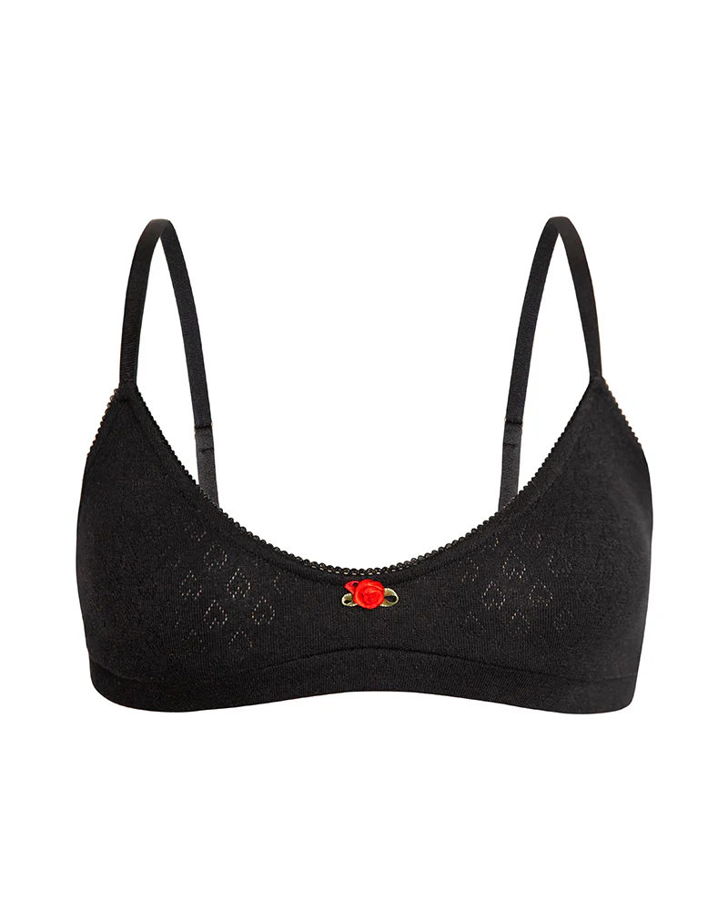 Yanas Bra in Pointelle Black with Frill Trim - Image 5