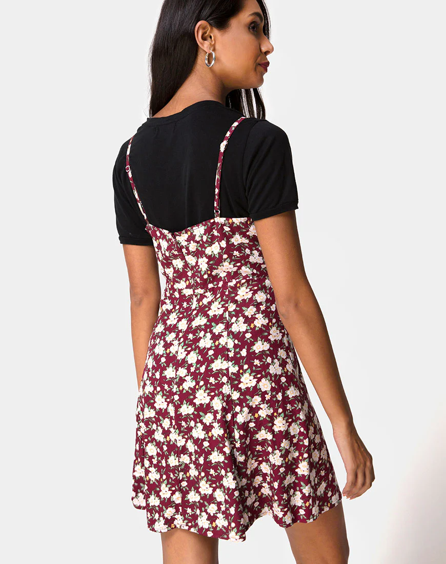 Yandra Slip Dress in Wild Fleur Maroon - Image 2