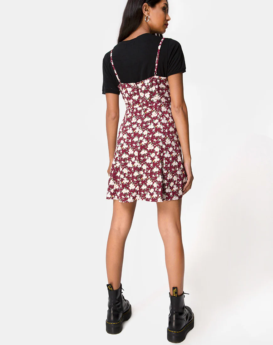 Yandra Slip Dress in Wild Fleur Maroon - Image 4