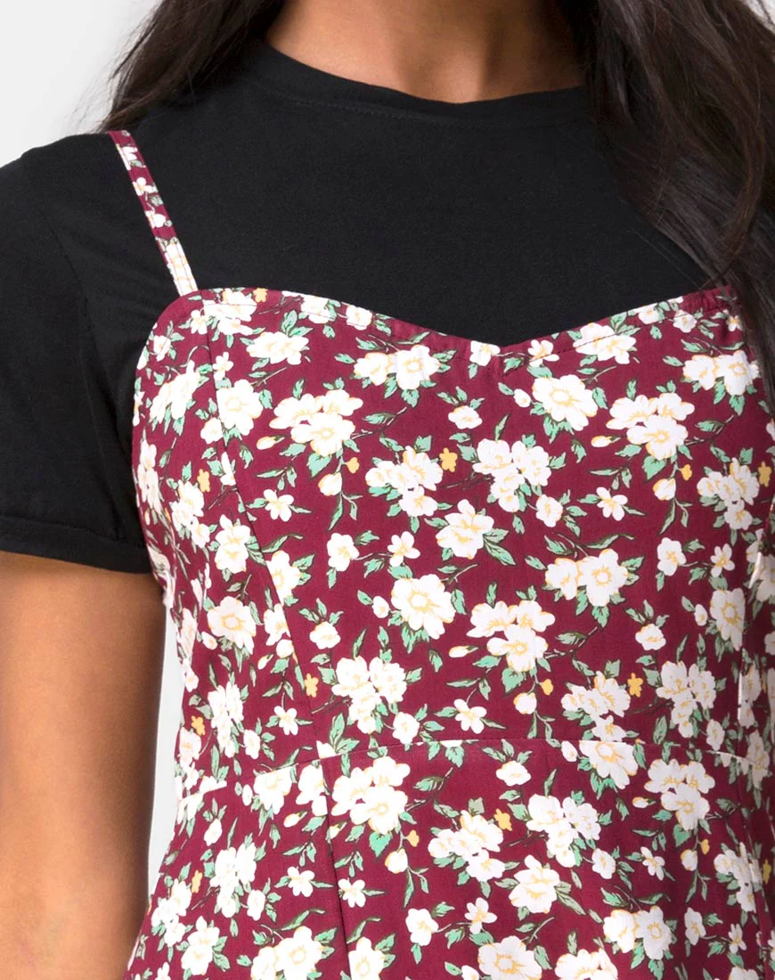 Yandra Slip Dress in Wild Fleur Maroon - Image 5