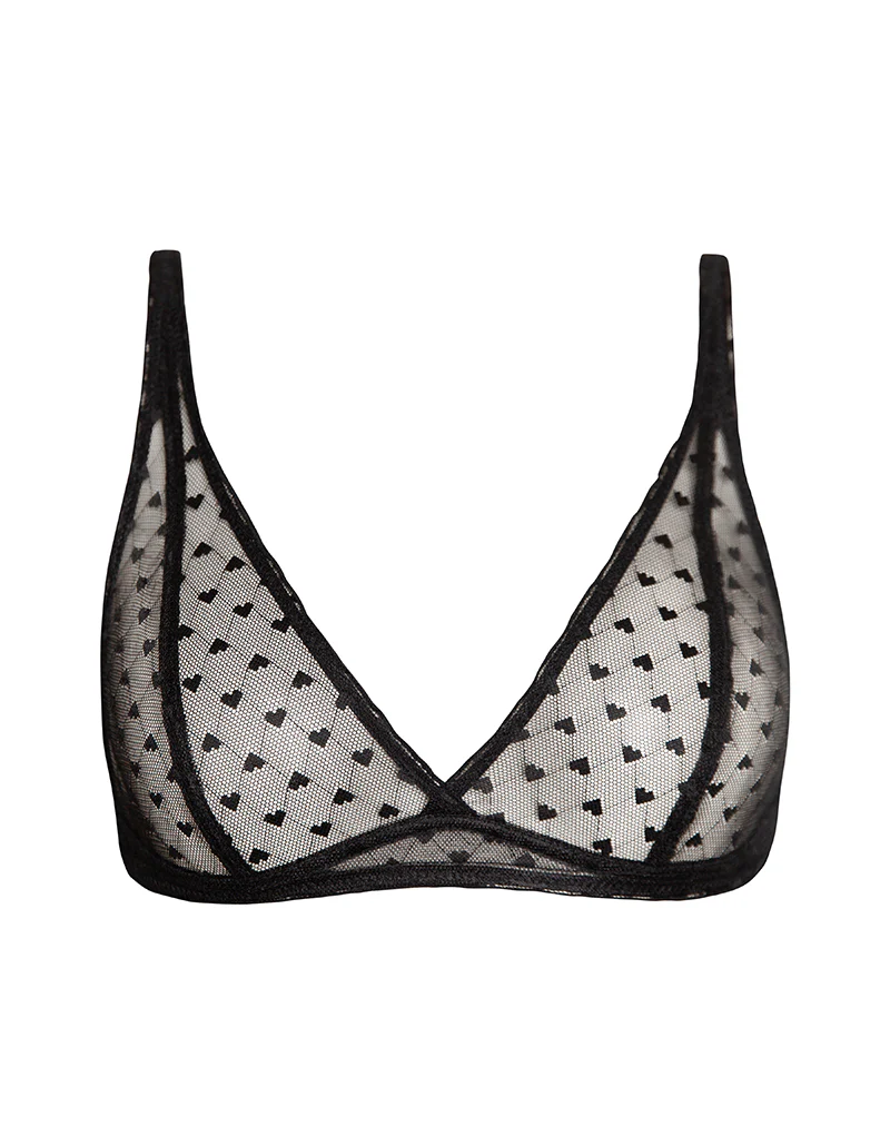 Yandri Bra in Black Lace with Heart Embroidery - Image 5