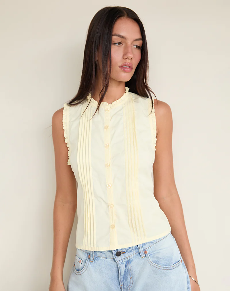 Yara Blouse in Poplin Lemon - Image 5