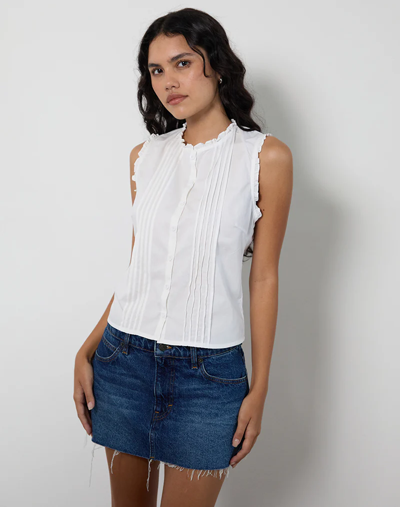 Yara Blouse in Poplin White - Image 3