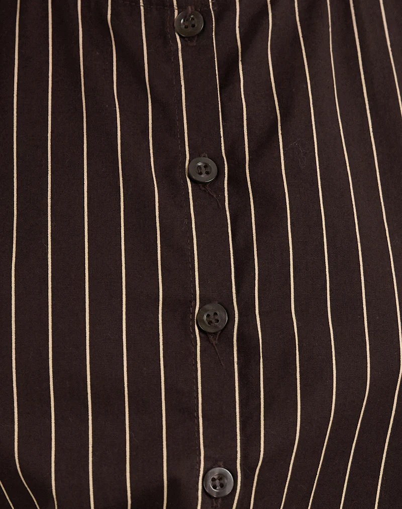 Yarala Blouse in Mono Pinstripe Chocolate - Image 6