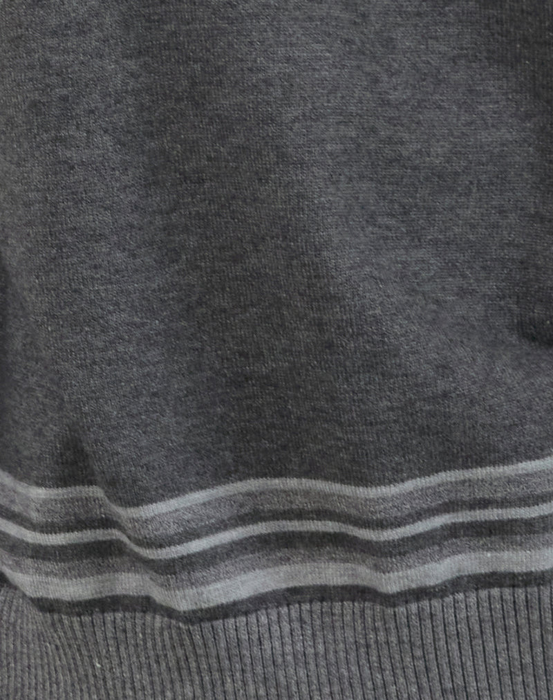 Yarnia Slouchy V Neck Jumper in Charcoal - Image 6