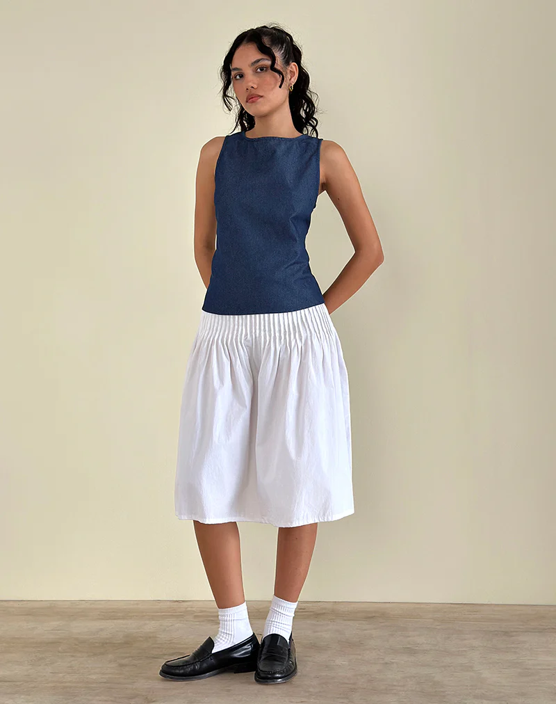 Yashia Tie Top in Denim Chambray Indigo - Image 3