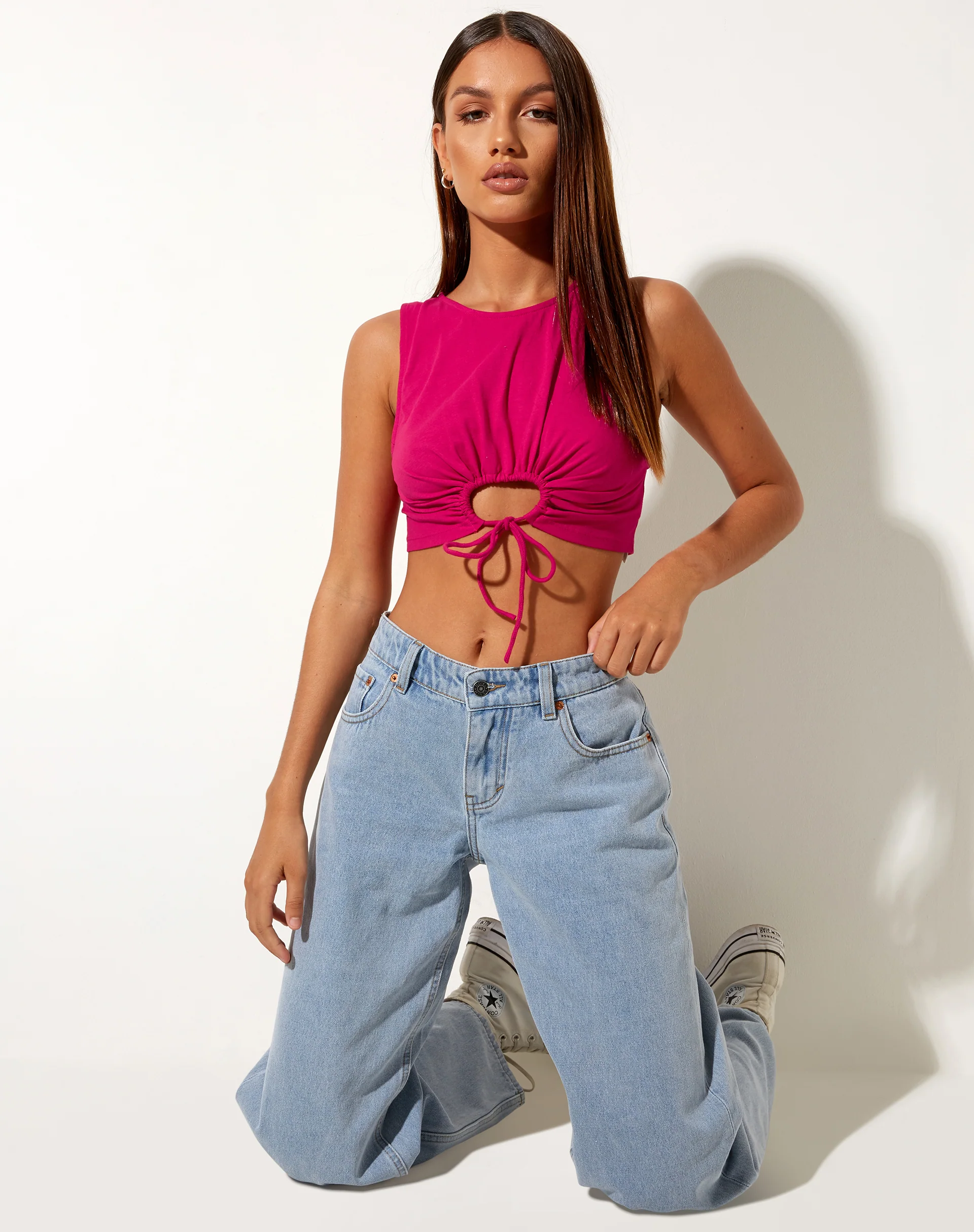 Yasni Crop Top in Lycra Fandango Pink - Image 4