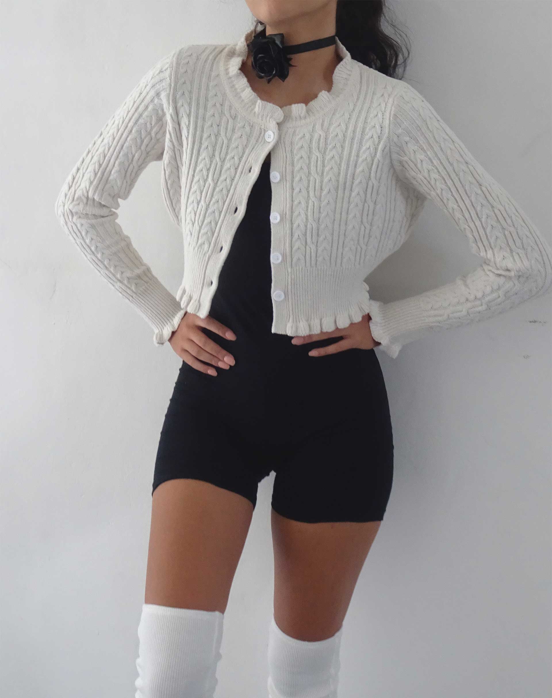 Yasona Button Up Cardigan in Ivory - Image 2