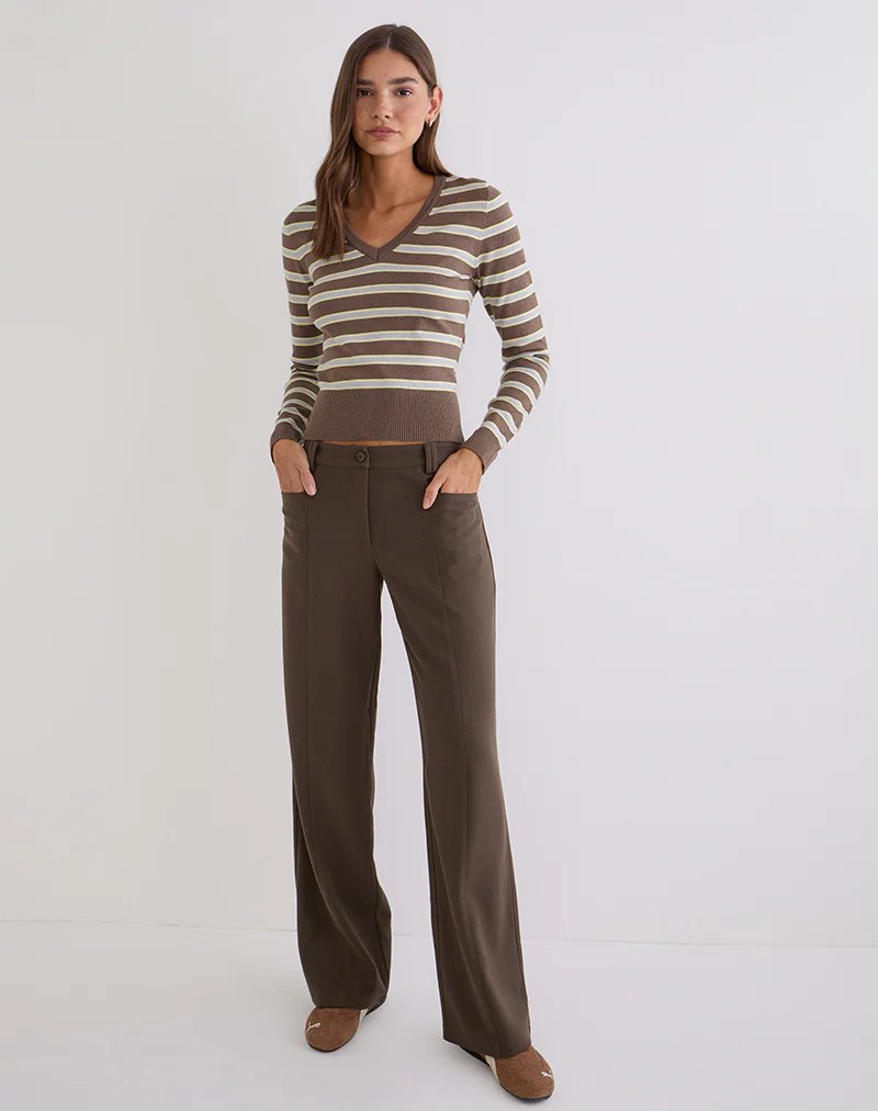 Yasra Jumper in Stripe Knit Brown and Yellow - Image 3