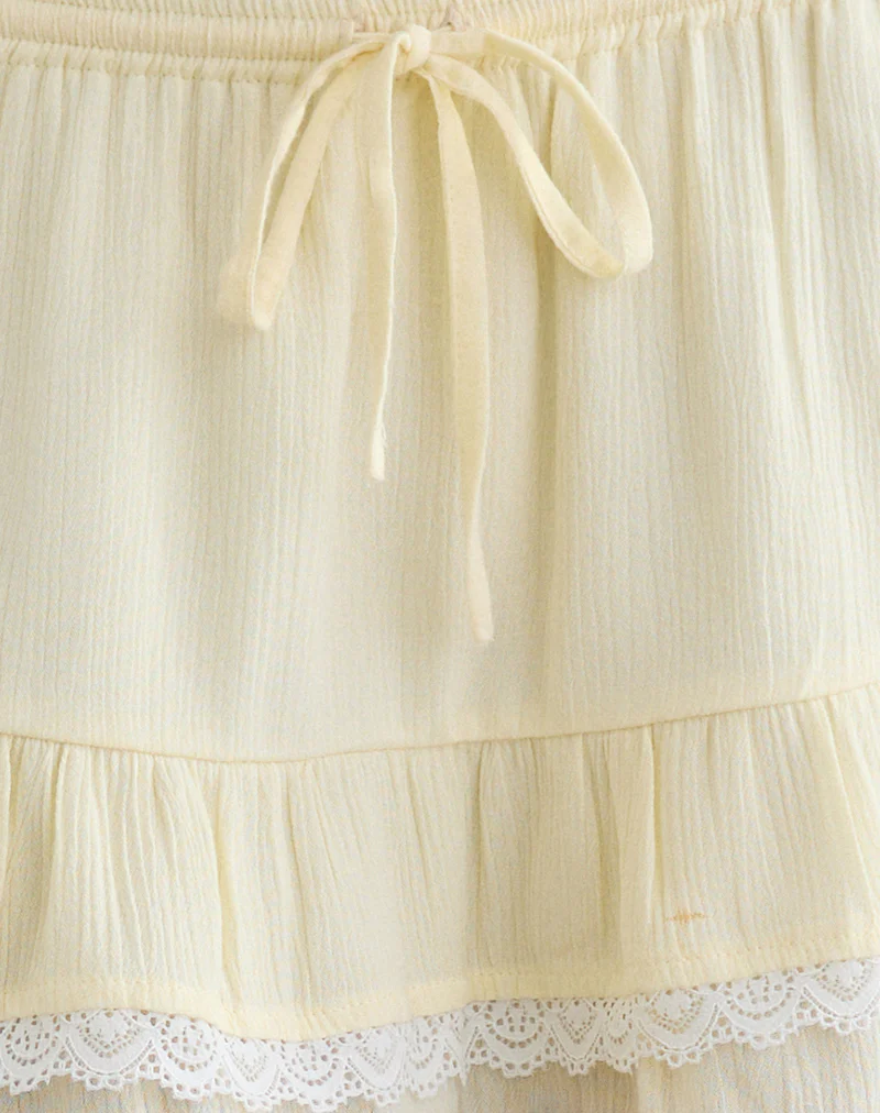 Yasu Ruffle Hem Mini Skirt in Crinkle Butter Yellow - Image 6