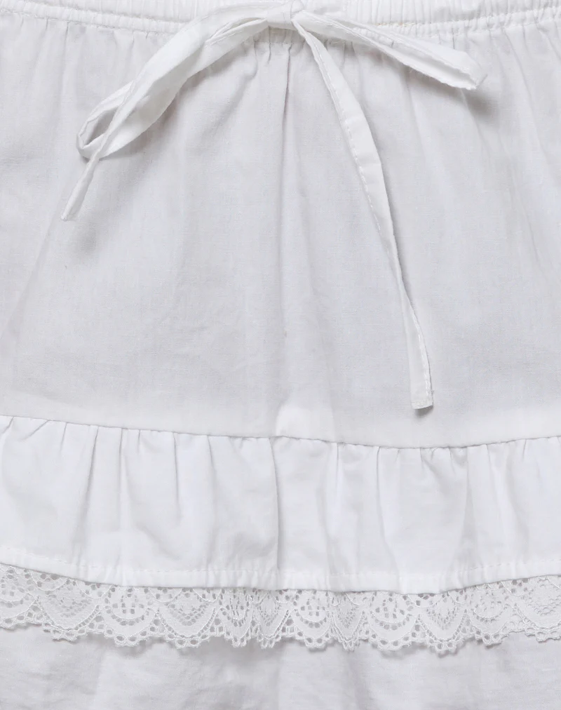 Yasu Ruffle Hem Mini Skirt in Poplin White - Image 6