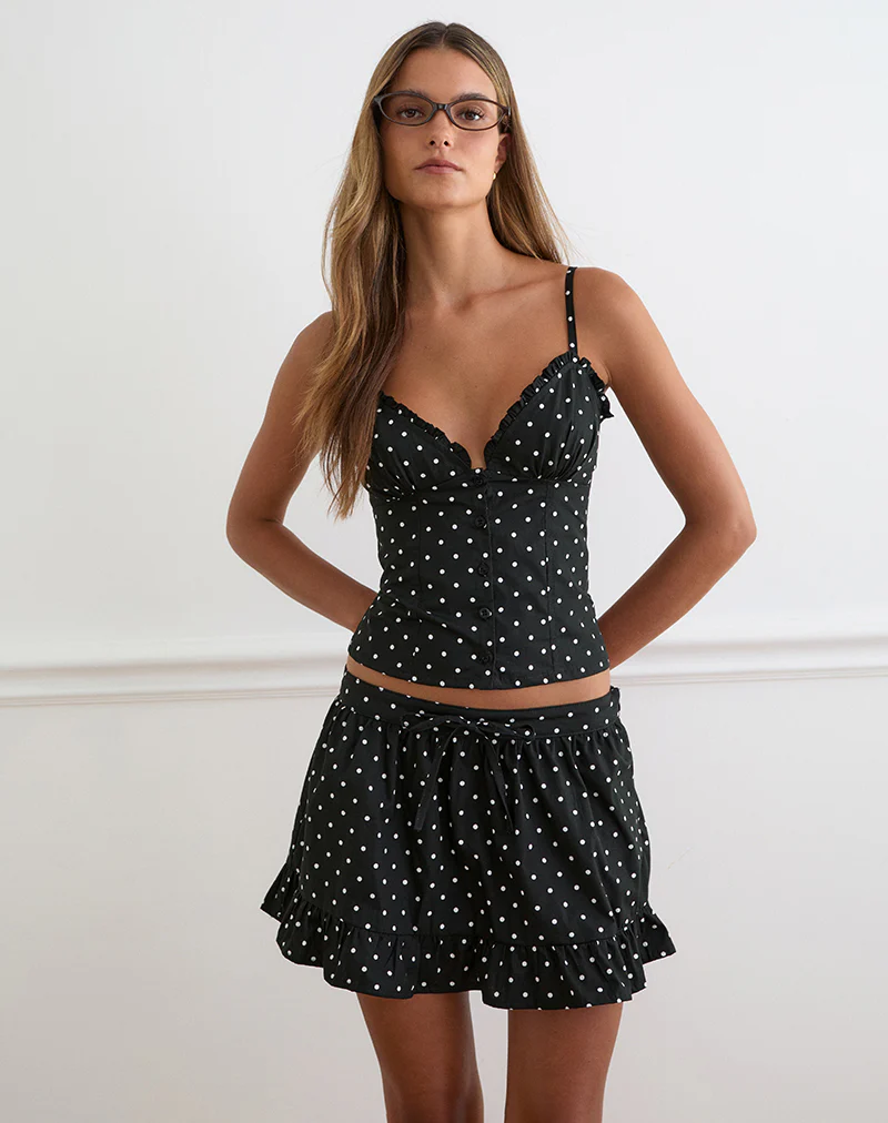 Yasumi Mini Skirt in Basic Polka Black - Image 2