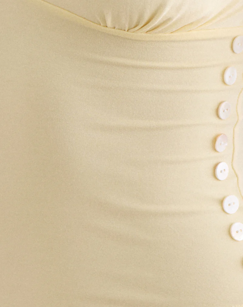 Yatna Top in Rayon Lemon with Pearl Button Trim - Image 6