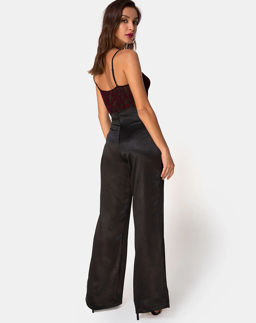 Yecal Sheer Bodice in Red Leopard Flock Black - Image 4
