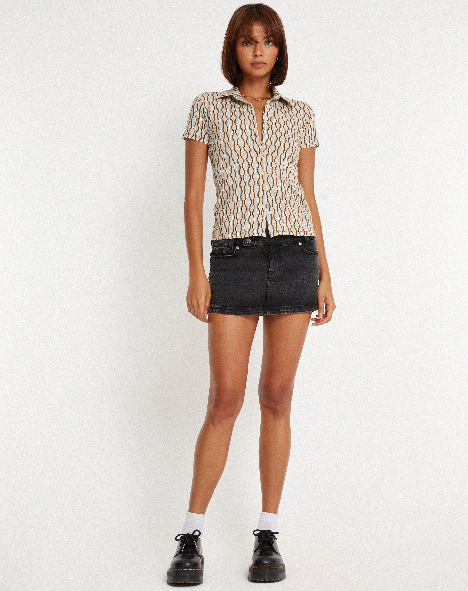Yejin Shirt in Preppy Geo Brown - Image 4