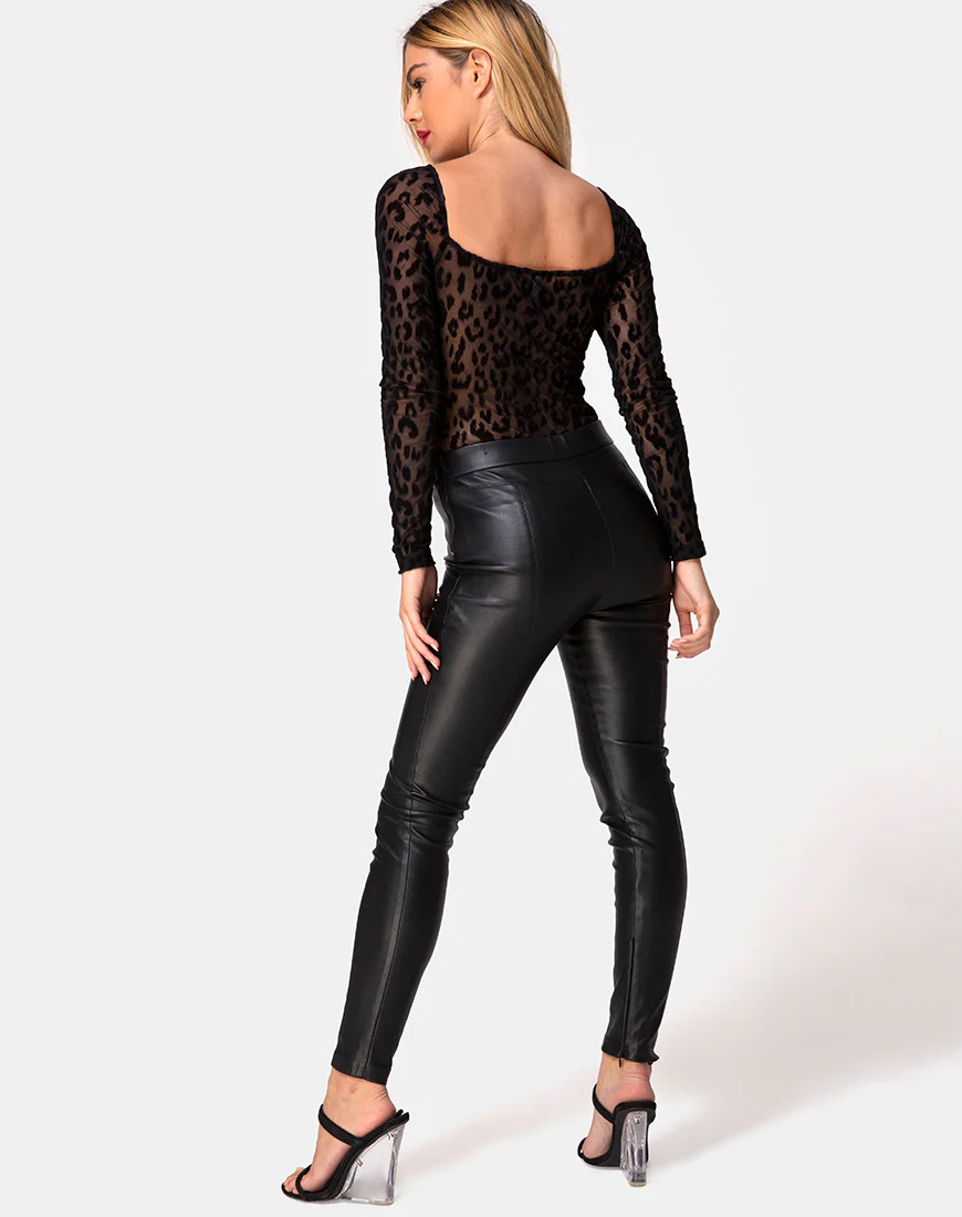 Yelica Longsleeve Bodice in Animal Net Black - Image 4