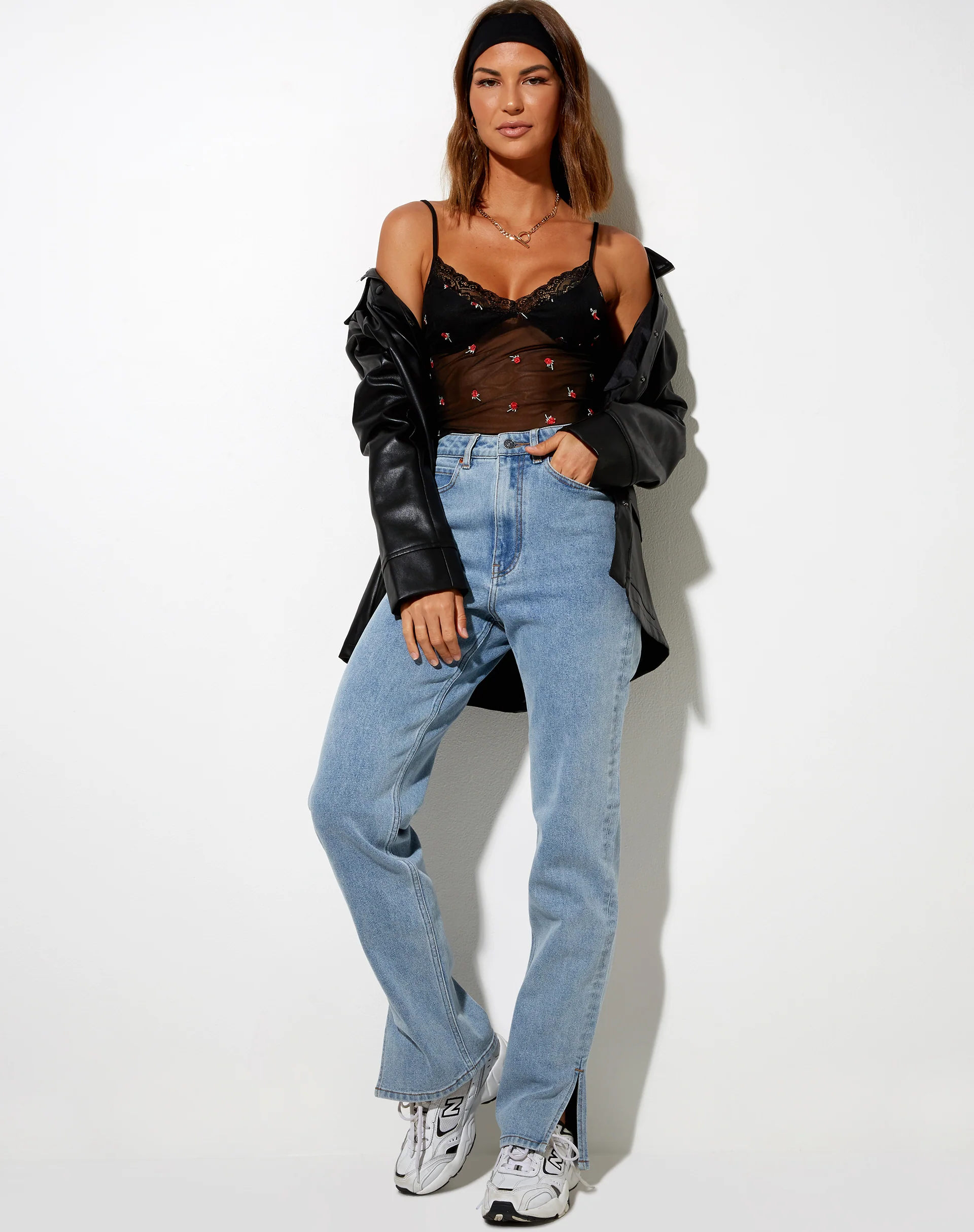 Yenika Crop Top in Black with Red Rose Embro - Image 4