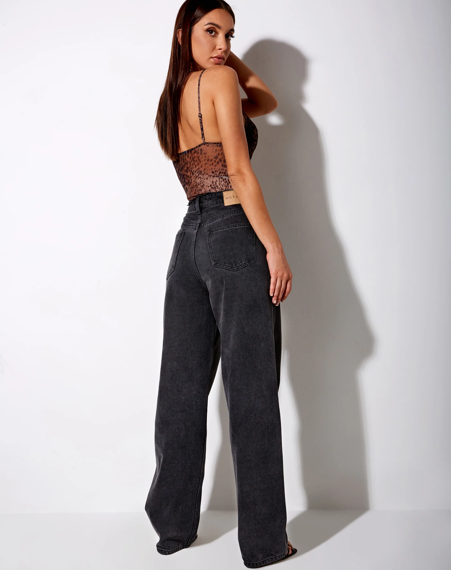 Yenika Crop Top in Gradient Cheetah Brown with Lace - Image 6
