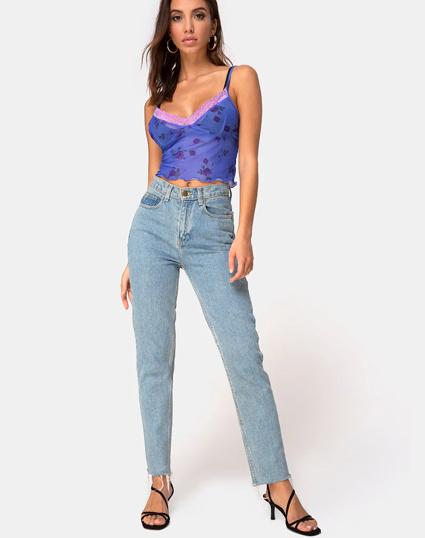Yenika Crop Top in Lilac Rose with Lilac Lace - Image 5