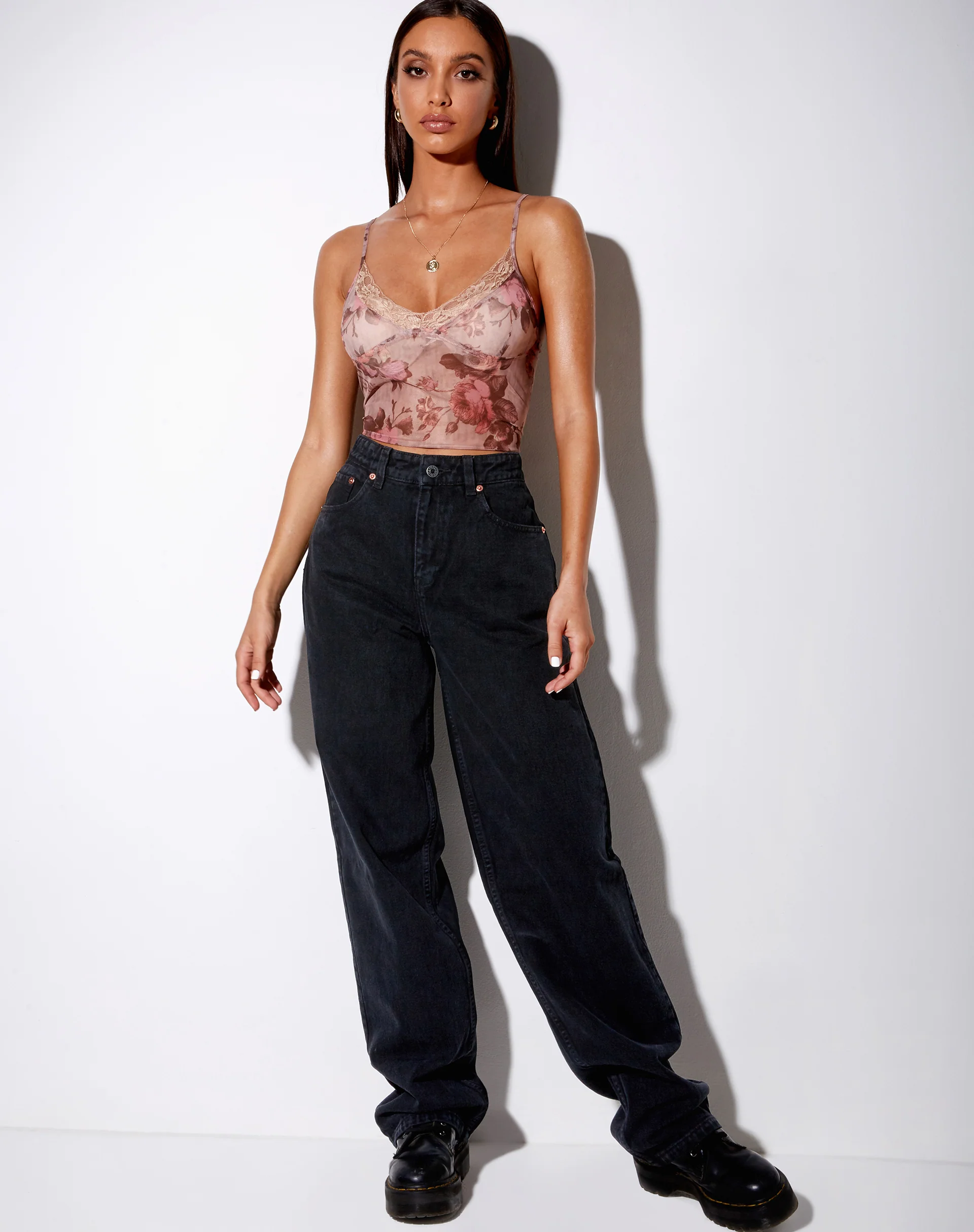 Yenika Crop Top in Mesh Peach Bloom - Image 7