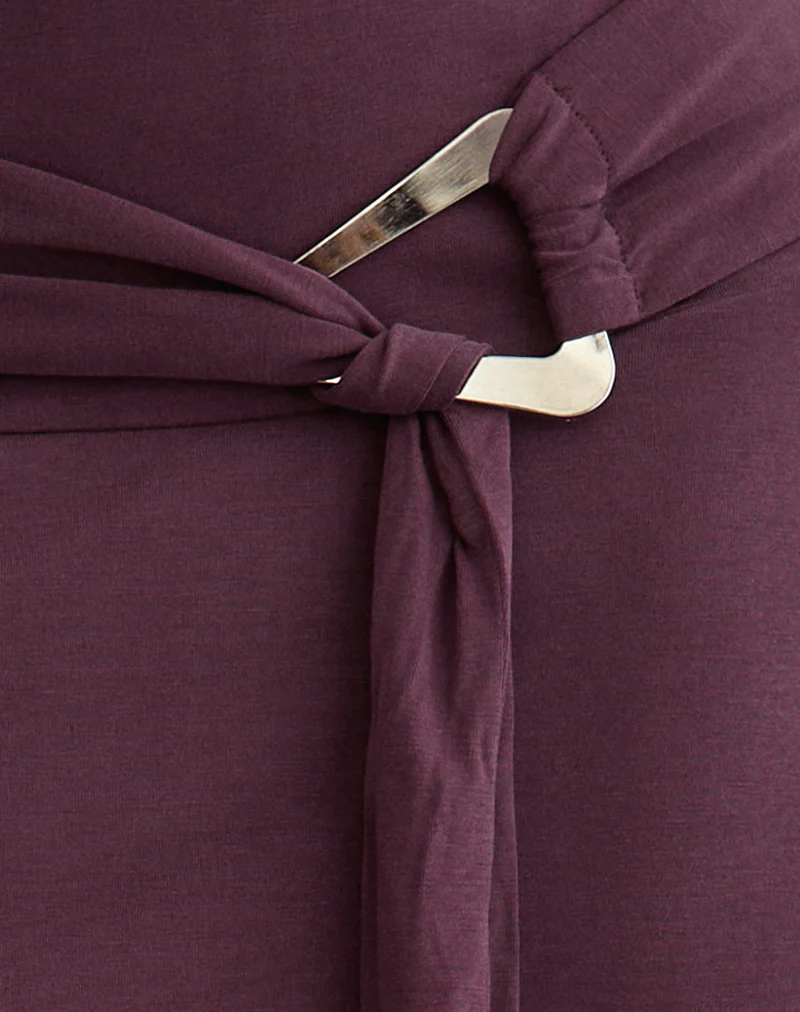 Yeri Tie Belt Mini Skirt in Cupro Deep Purple - Image 6