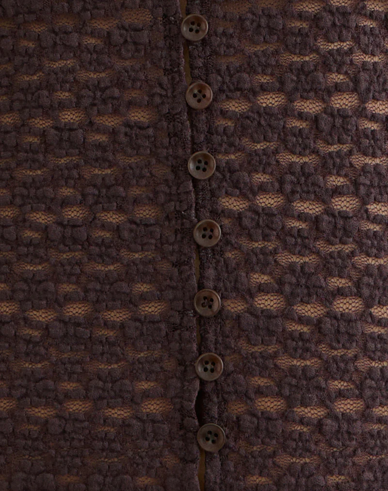 Yeslin V-Neck Button Up Top in Dark Plum - Image 6