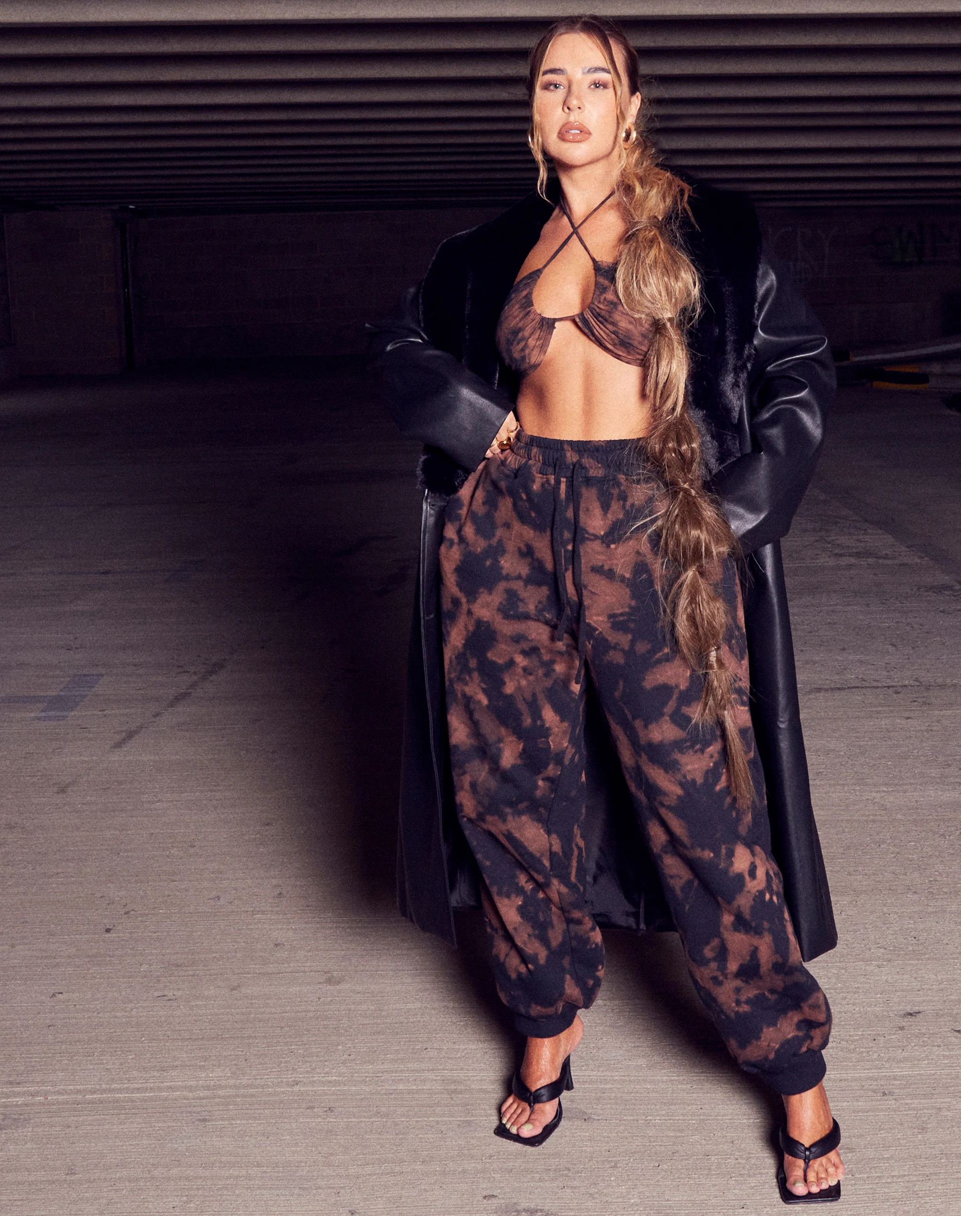 Yessa Crop Top in Black Rust Tie Dye - Image 4