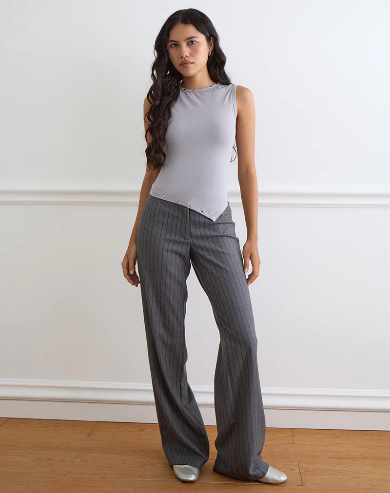 Yetta Double Studded Vest Top in Lilac Grey - Image 3