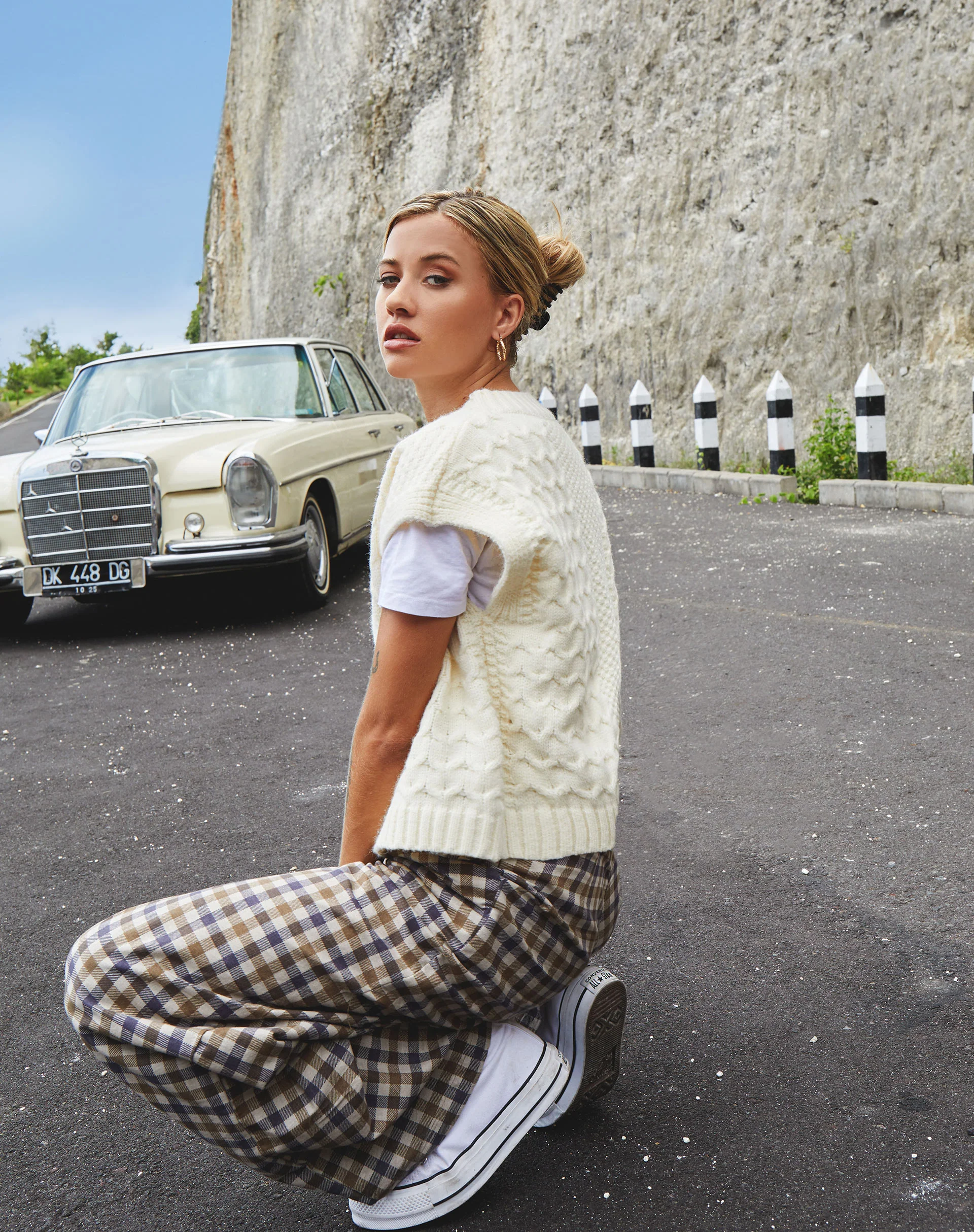 Yeva Trouser in 40's Check Tan - Image 4