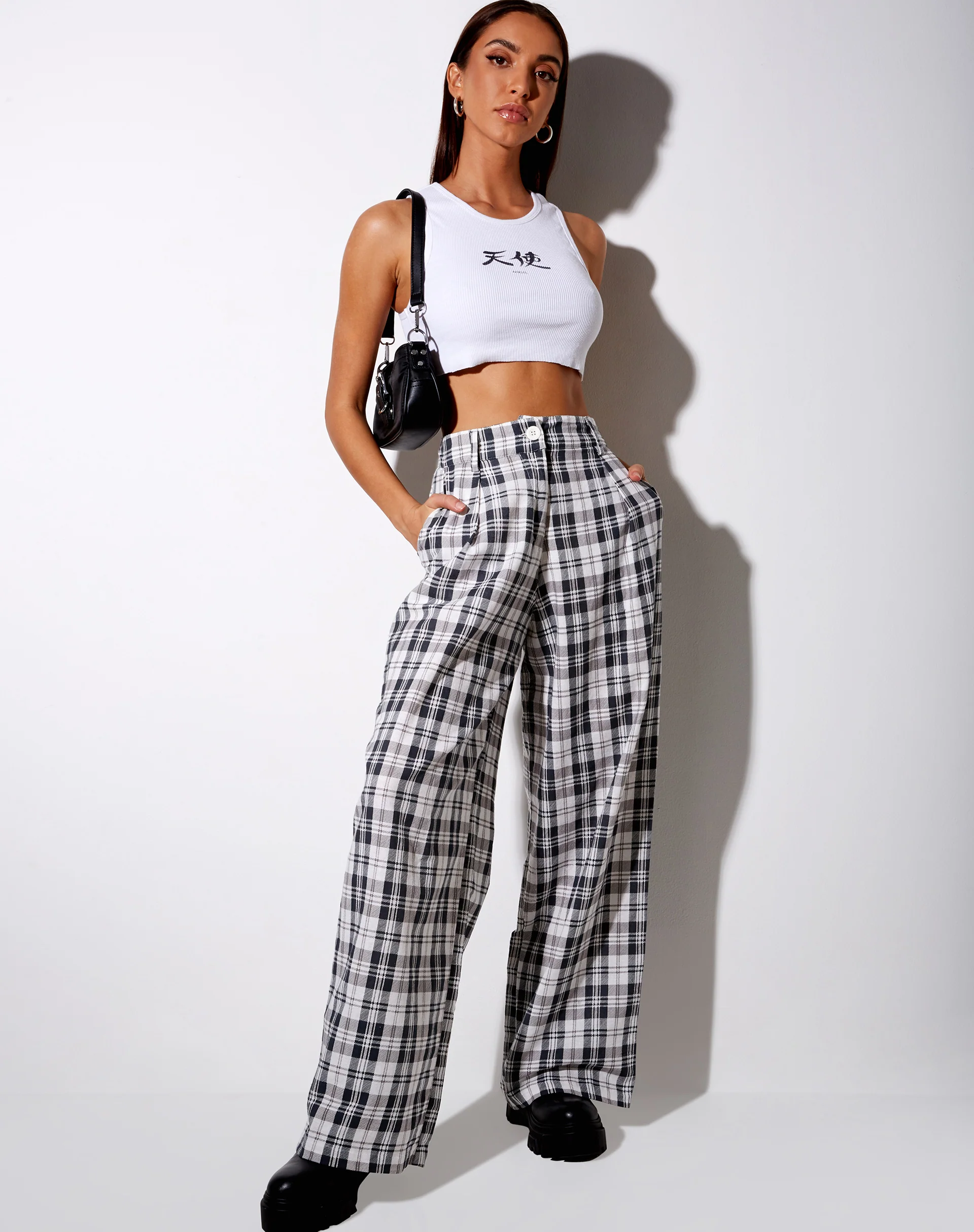 Yeva Trouser in Checking Out Grey - Image 3