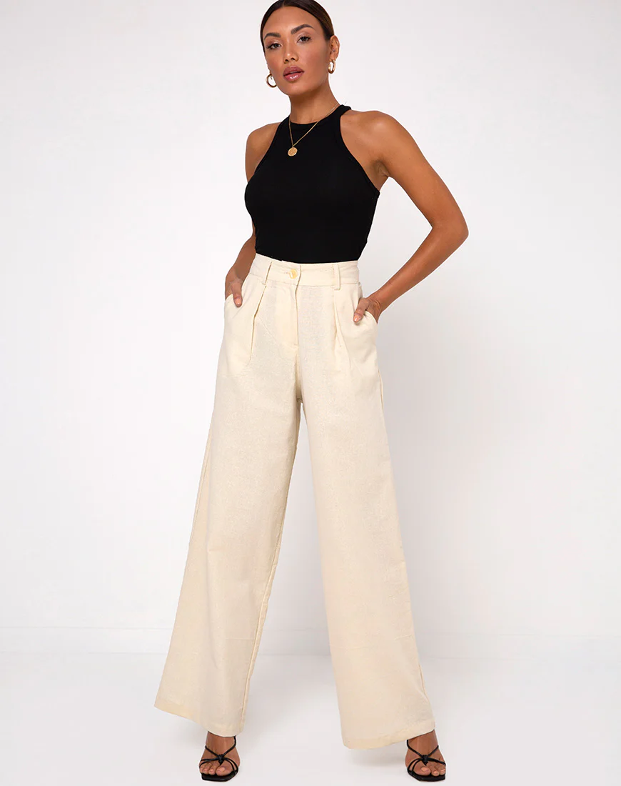 Yeva Flare Trousers in Ecru - Image 3