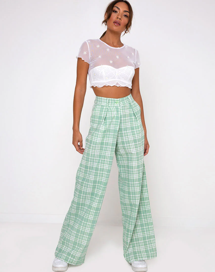 Yeva Trouser in Table Cloth Neo Mint - Image 5