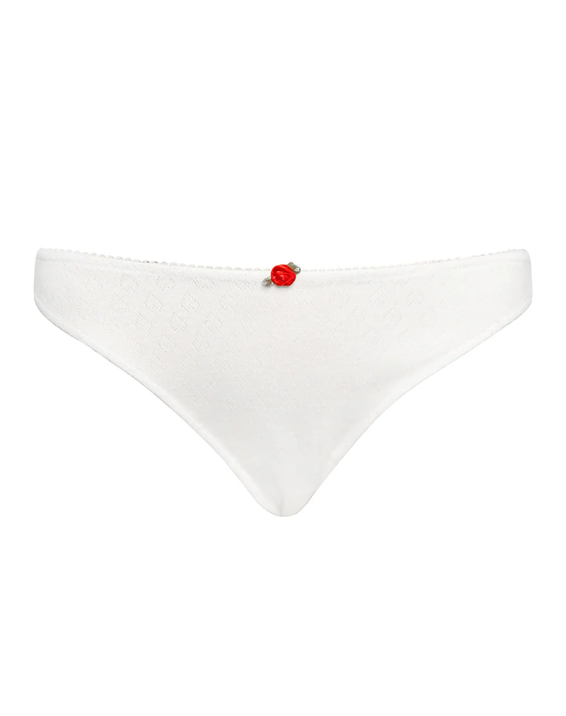 Yinis Knickers in Pointelle Ivory with Frill Trim - Image 5