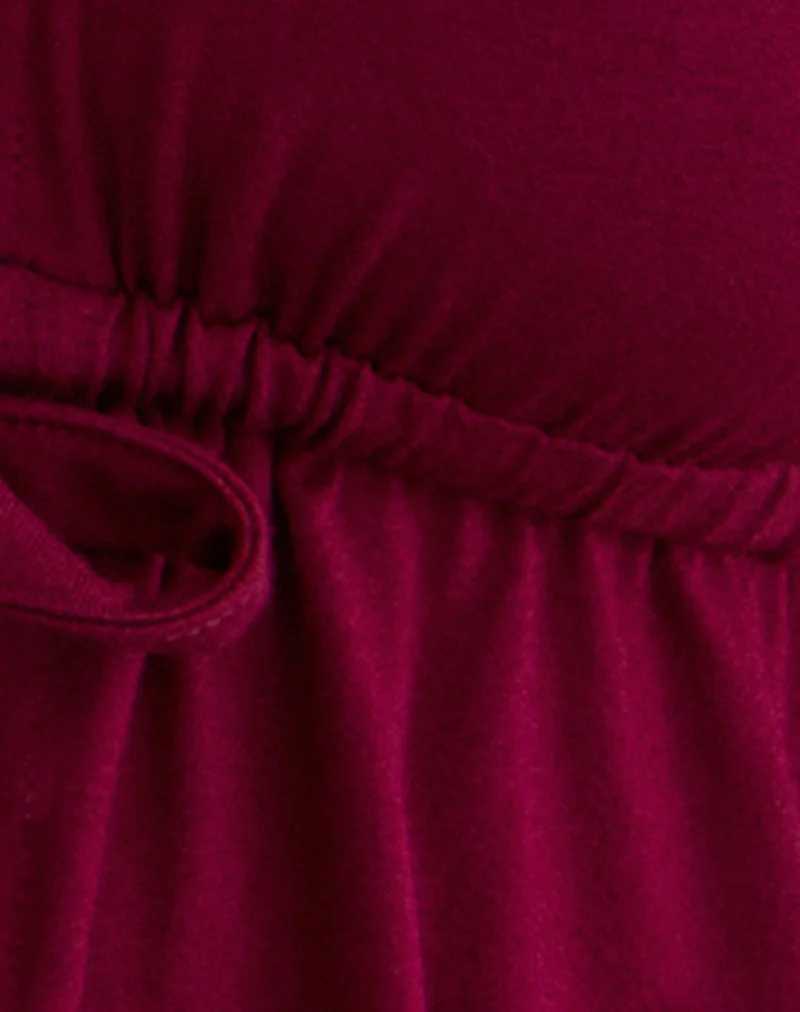 Ylva Tie-Front Halter Top in Rayon Jersey Burgundy - Image 6