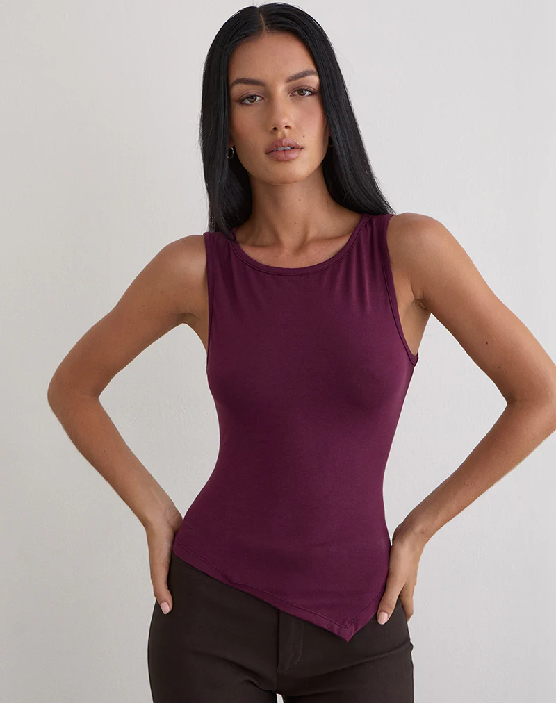Ymir Vest Top in Rayon Jersey Deep Purple - Image 3