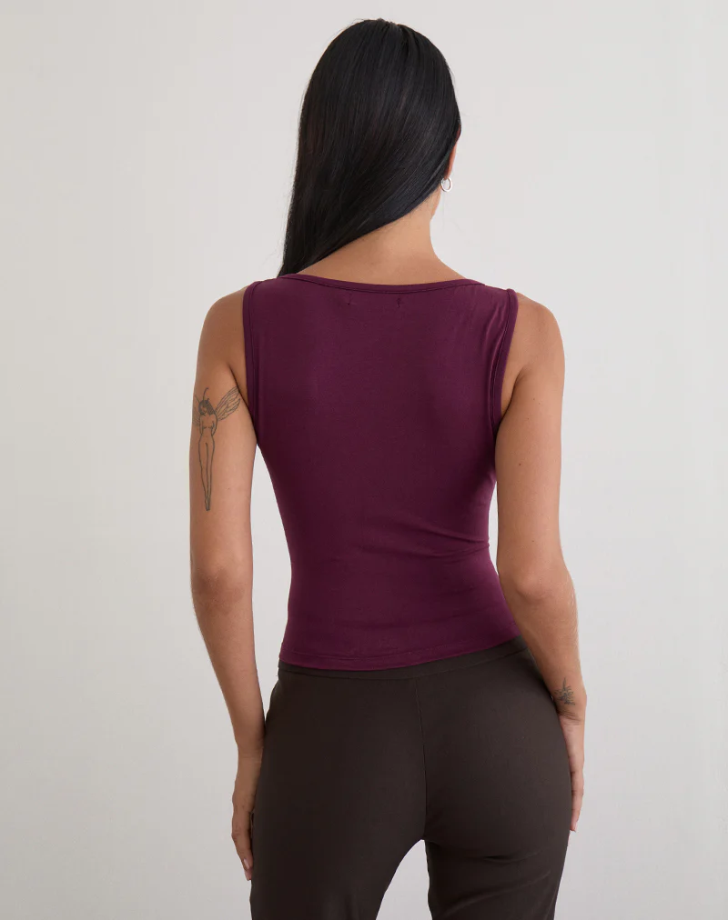 Ymir Vest Top in Rayon Jersey Deep Purple - Image 4