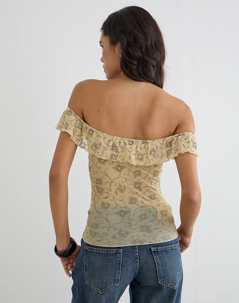 Yoda Top in Winding Ivy Pale Yellow - Image 4