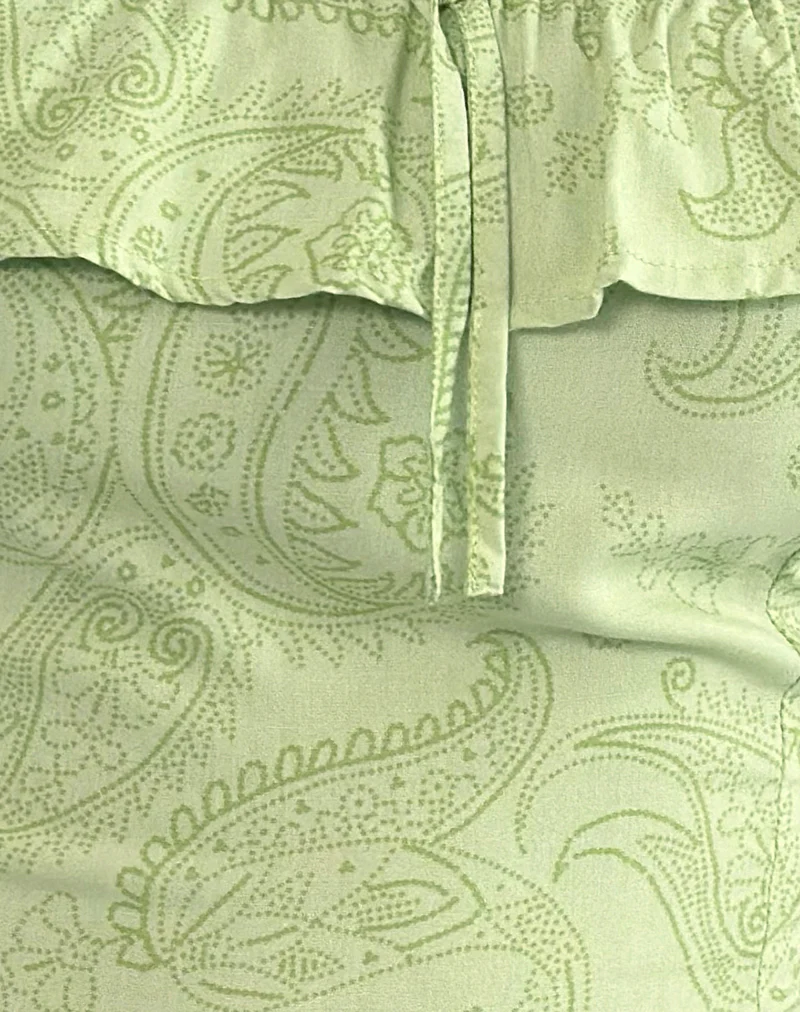 Yokai Bardot Top in Retro Paisley Lime - Image 6