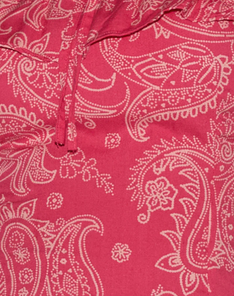 Yokai Bardot Top in Retro Paisley Pink - Image 6