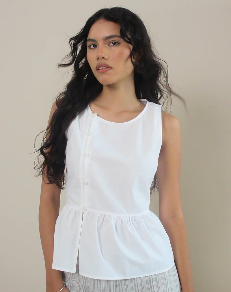Yoko Wrap Blouse in Poplin White - Image 4