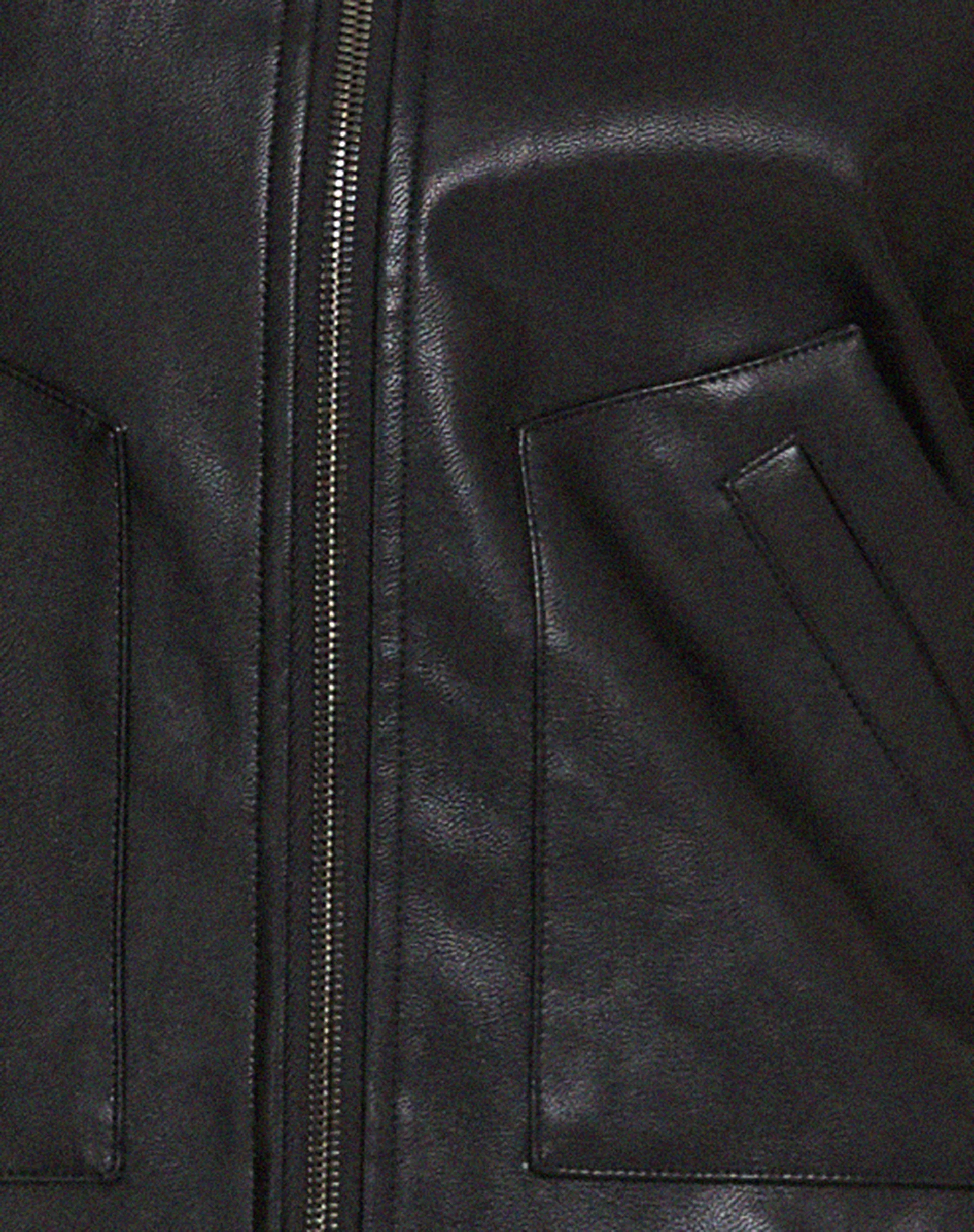 Yonde Zip Up Jacket in PU Black - Image 7