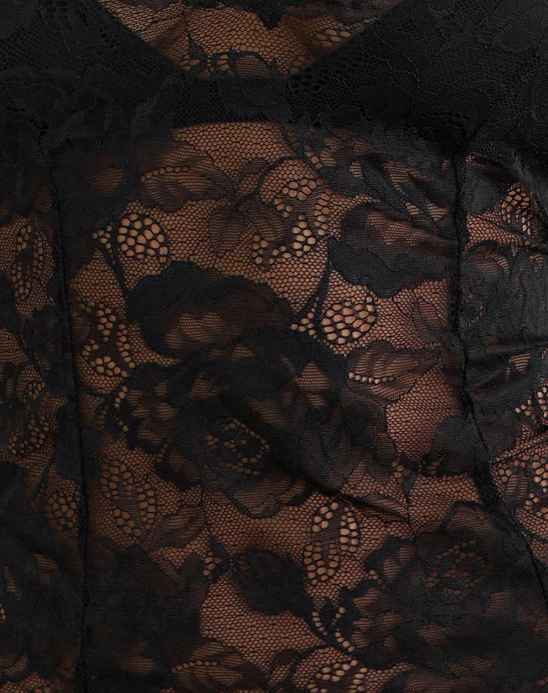Yoren Top in Black with Picot Lace Trim - Image 6