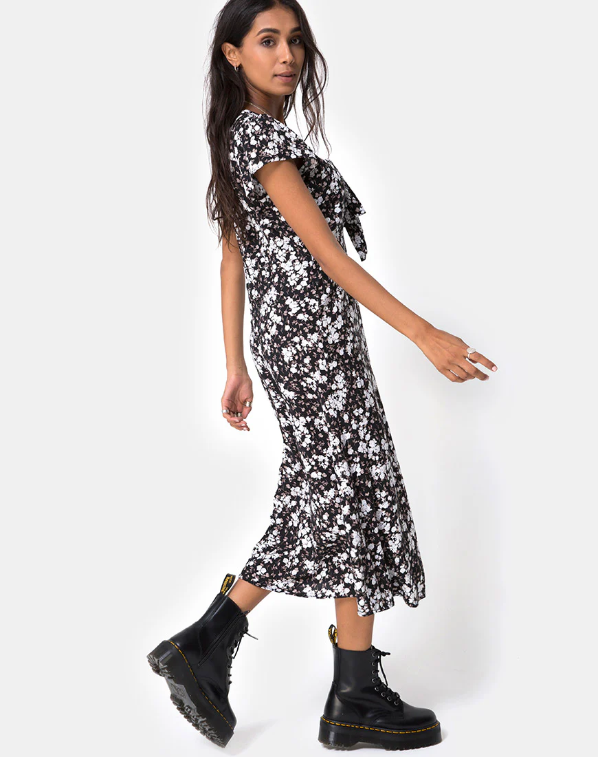 Youki Midi Dress in Dark Wild Flower - Image 5