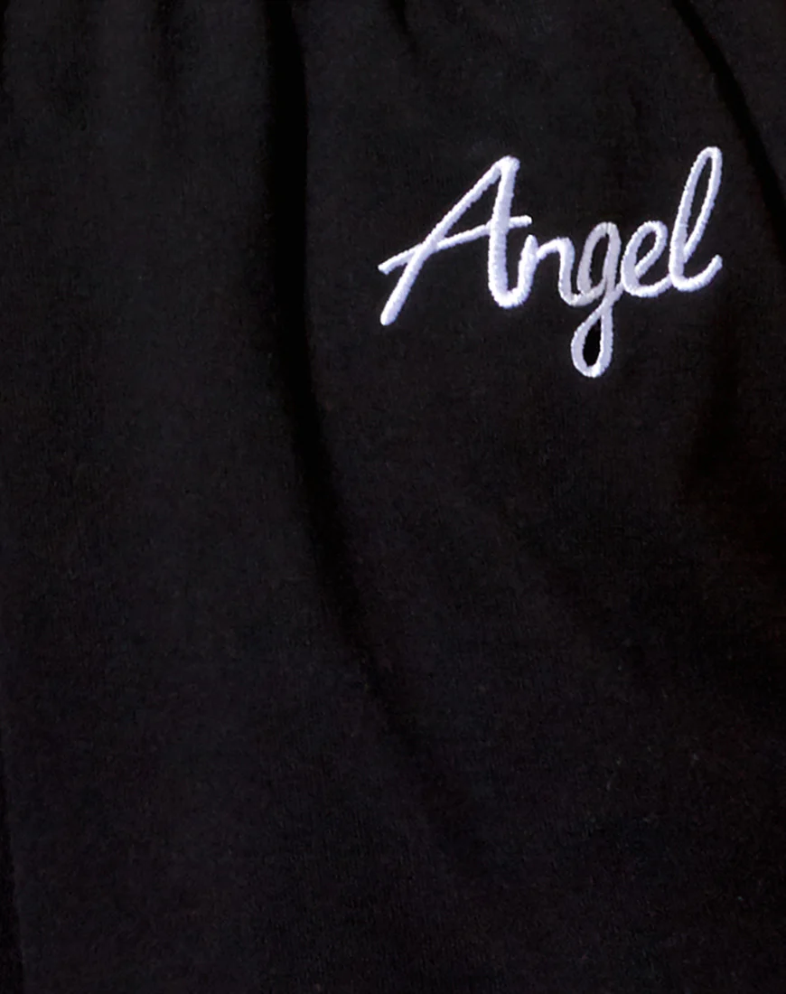 Yubi Short in Black 'Angel' Embro in White - Image 6