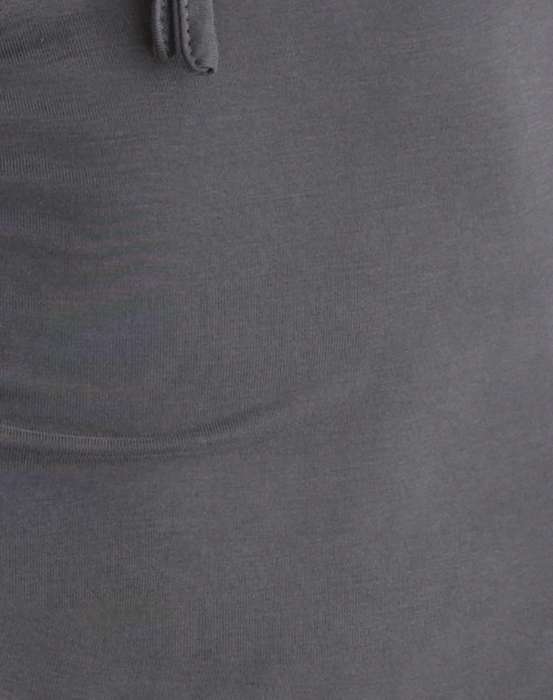 Yubin Keyhole Long Sleeve Top in Cupro Charcoal Grey - Image 5