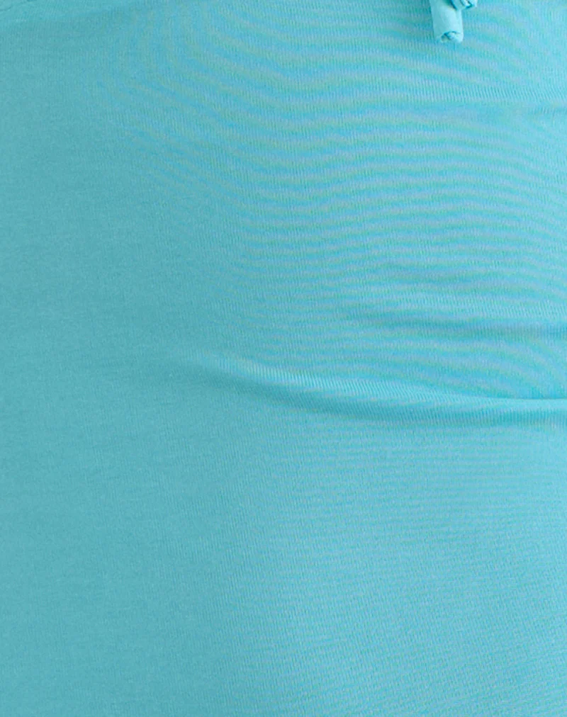 Yubis Short Sleeve Top in Cupro Aqua - Image 5