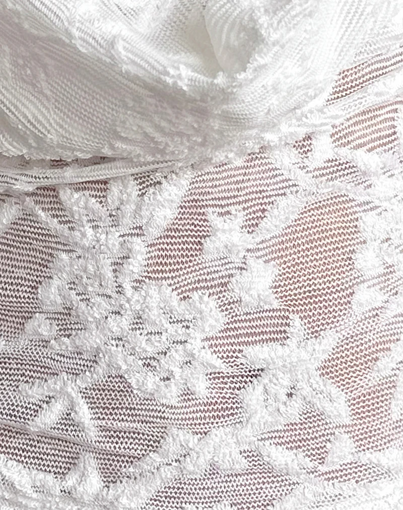 Yukari Plunge Top in Jacquard Knit White - Image 6