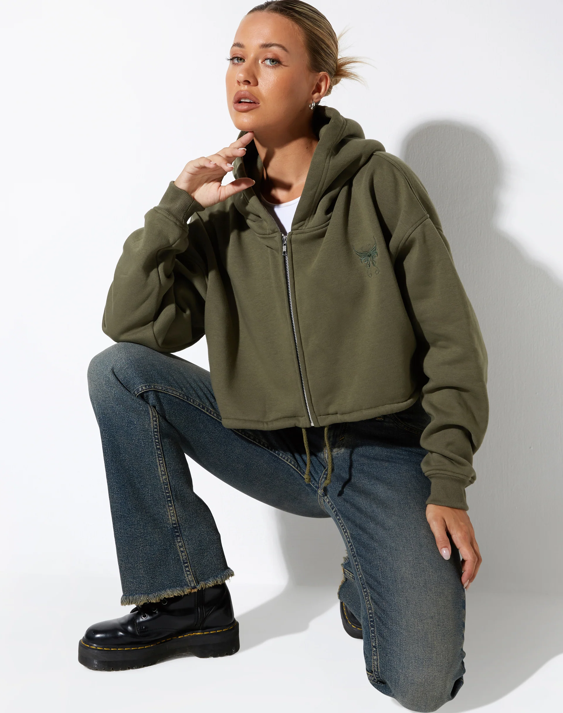 Yukata Hoodie in Grape Leaf Butterfly Embro - Image 4