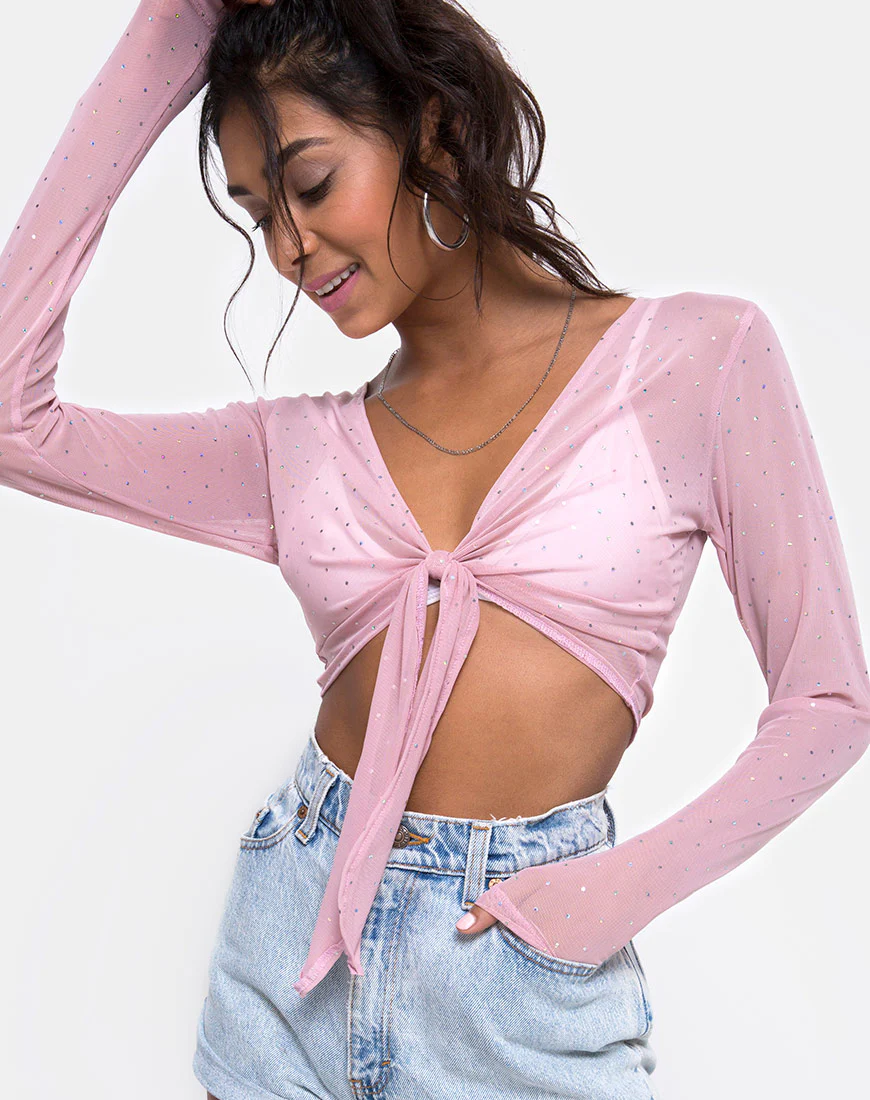 Yun Top in Crystal Net Rose - Image 2